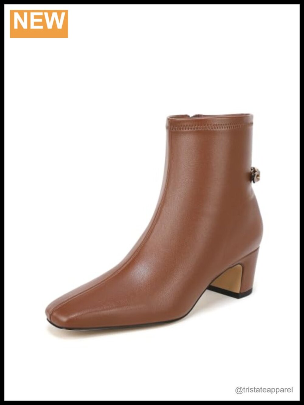Women's Square Toe Ankle Booties with Block Heel & Side Zipper Bootie